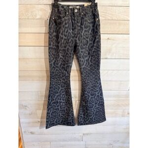 Rock & Roll Women Cheetah Print Hi-Rise Flared Jeans Multicolor Size 26x32 NWT